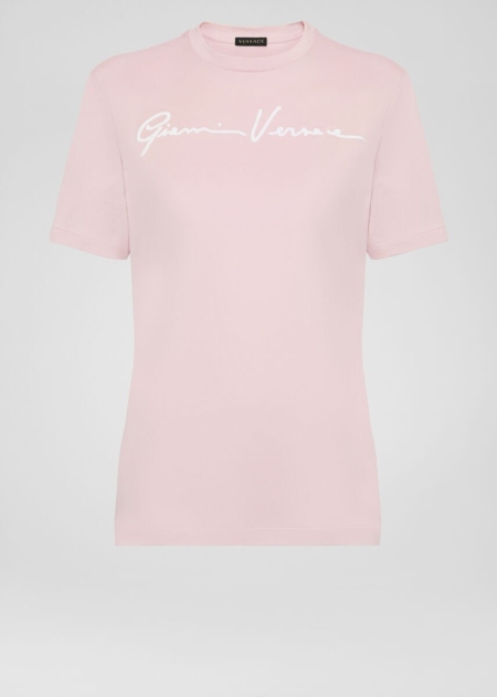 Versace Embroidered GV Signature T-shirt Dam - 368751DKH